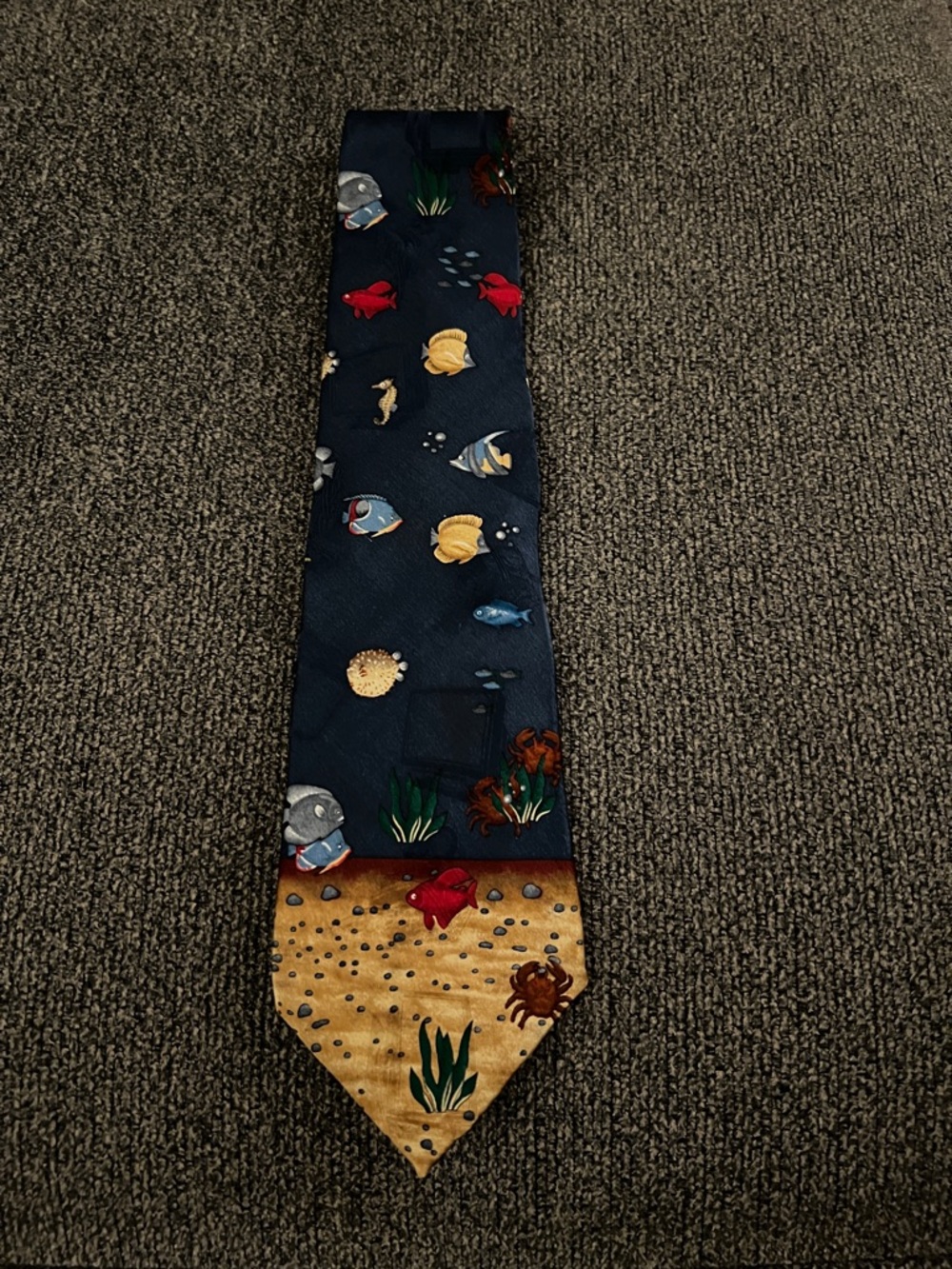 Navy Novelty Fish Pattern Men’s Tie